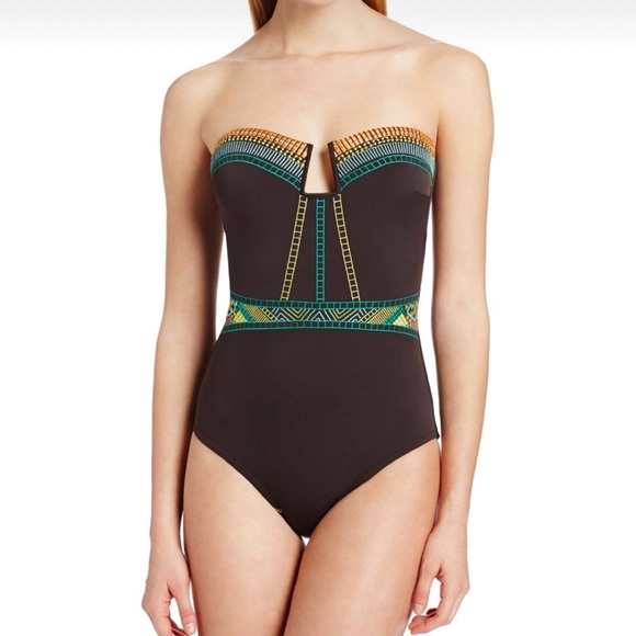 NANETTE LEPORE bikini swimsuit 8 tassels 2 piece aqua floral Dahlia